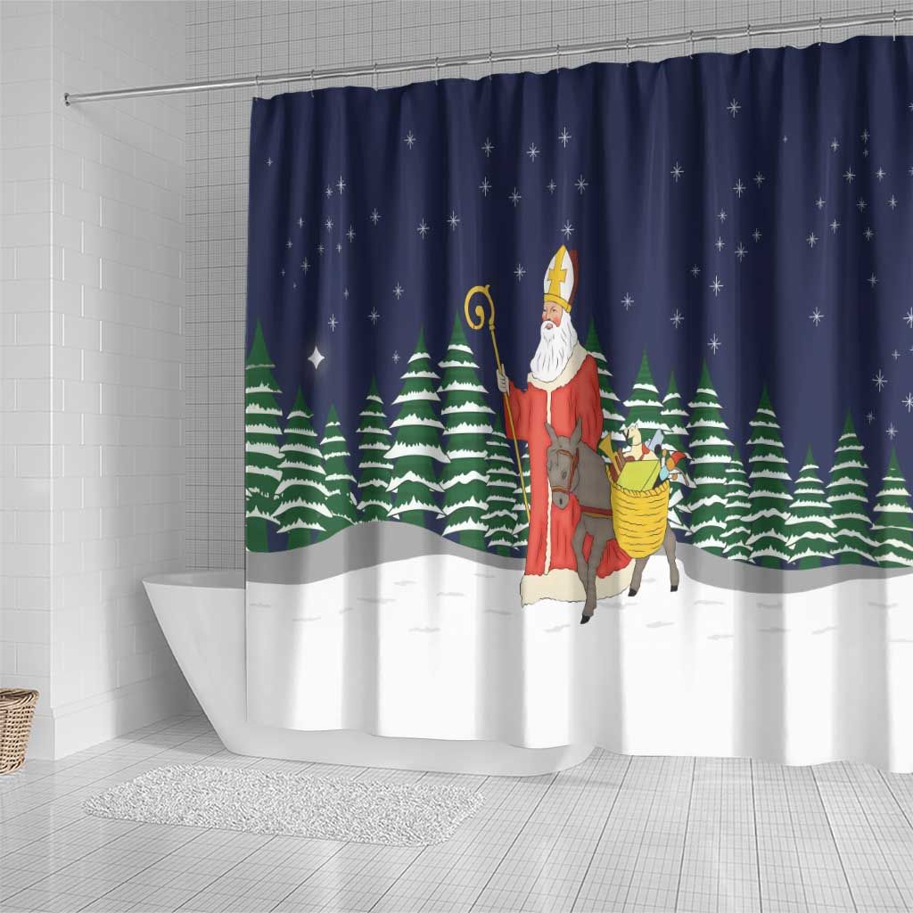Saint Nicholas Christmas Shower Curtain Xmas Holiday Patterns - Wonder Print Shop