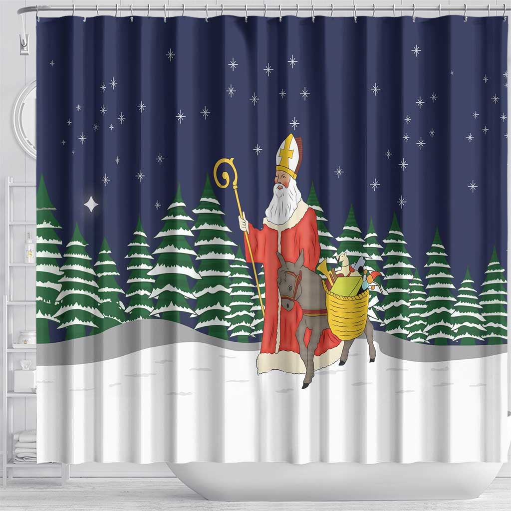 Saint Nicholas Christmas Shower Curtain Xmas Holiday Patterns - Wonder Print Shop