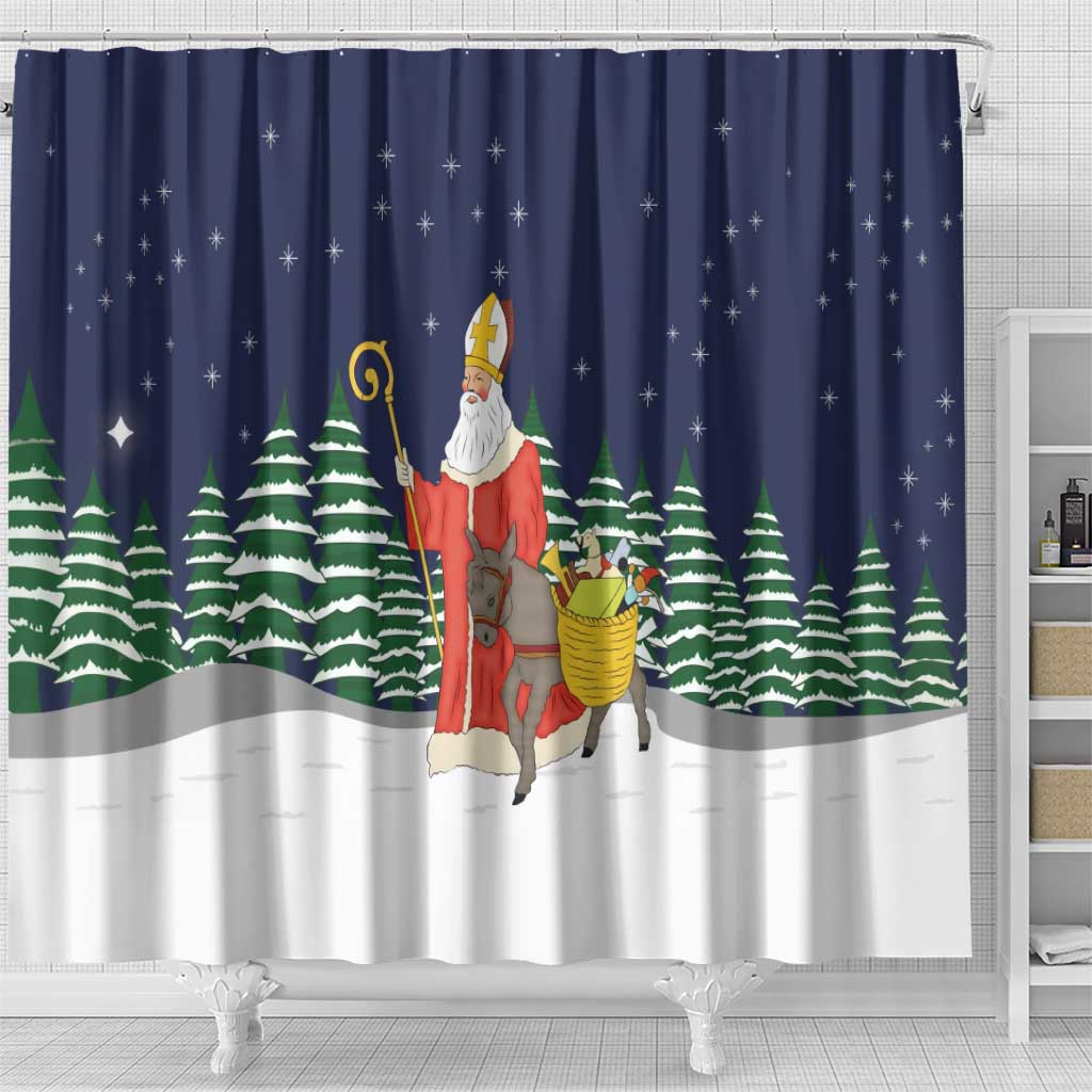Saint Nicholas Christmas Shower Curtain Xmas Holiday Patterns - Wonder Print Shop