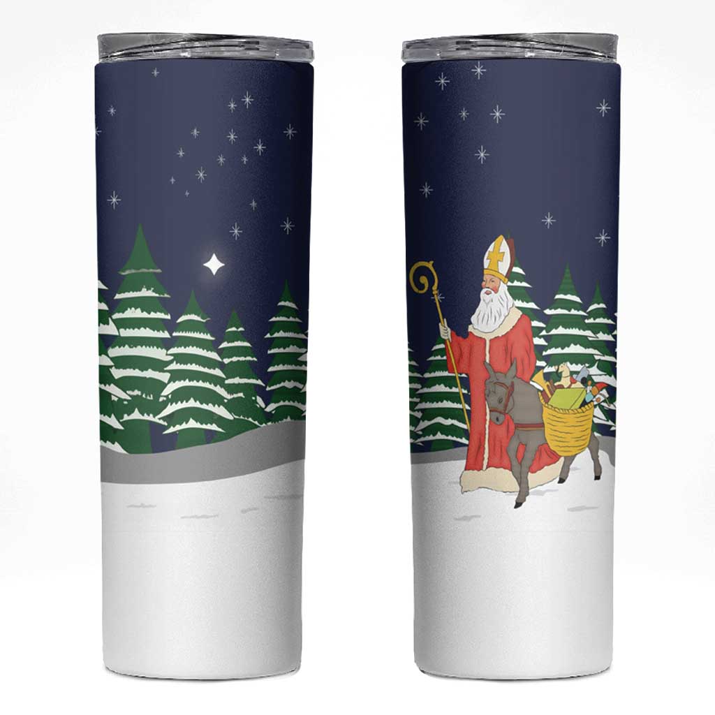 Saint Nicholas Christmas Skinny Tumbler Xmas Holiday Patterns - Wonder Print Shop