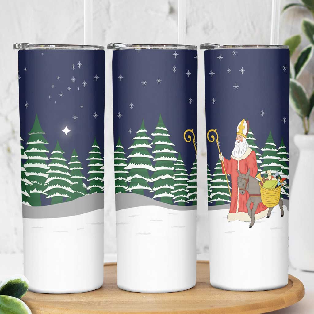 Saint Nicholas Christmas Skinny Tumbler Xmas Holiday Patterns - Wonder Print Shop