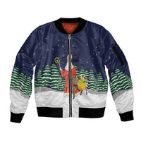 Saint Nicholas Christmas Sleeve Zip Bomber Jacket Xmas Holiday Patterns - Wonder Print Shop