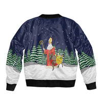 Saint Nicholas Christmas Sleeve Zip Bomber Jacket Xmas Holiday Patterns - Wonder Print Shop