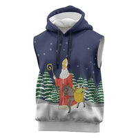 Saint Nicholas Christmas Sleeveless Hoodie Xmas Holiday Patterns - Wonder Print Shop