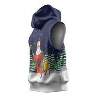 Saint Nicholas Christmas Sleeveless Hoodie Xmas Holiday Patterns - Wonder Print Shop