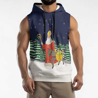 Saint Nicholas Christmas Sleeveless Hoodie Xmas Holiday Patterns - Wonder Print Shop
