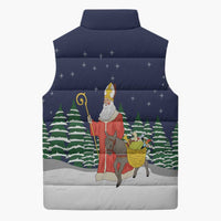 Saint Nicholas Christmas Sleeveless Puffer Jacket Xmas Holiday Patterns - Wonder Print Shop