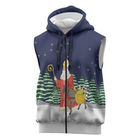 Saint Nicholas Christmas Sleeveless Zip Hoodie Xmas Holiday Patterns - Wonder Print Shop