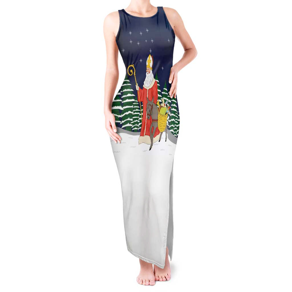 Saint Nicholas Christmas Tank Maxi Dress Xmas Holiday Patterns - Wonder Print Shop