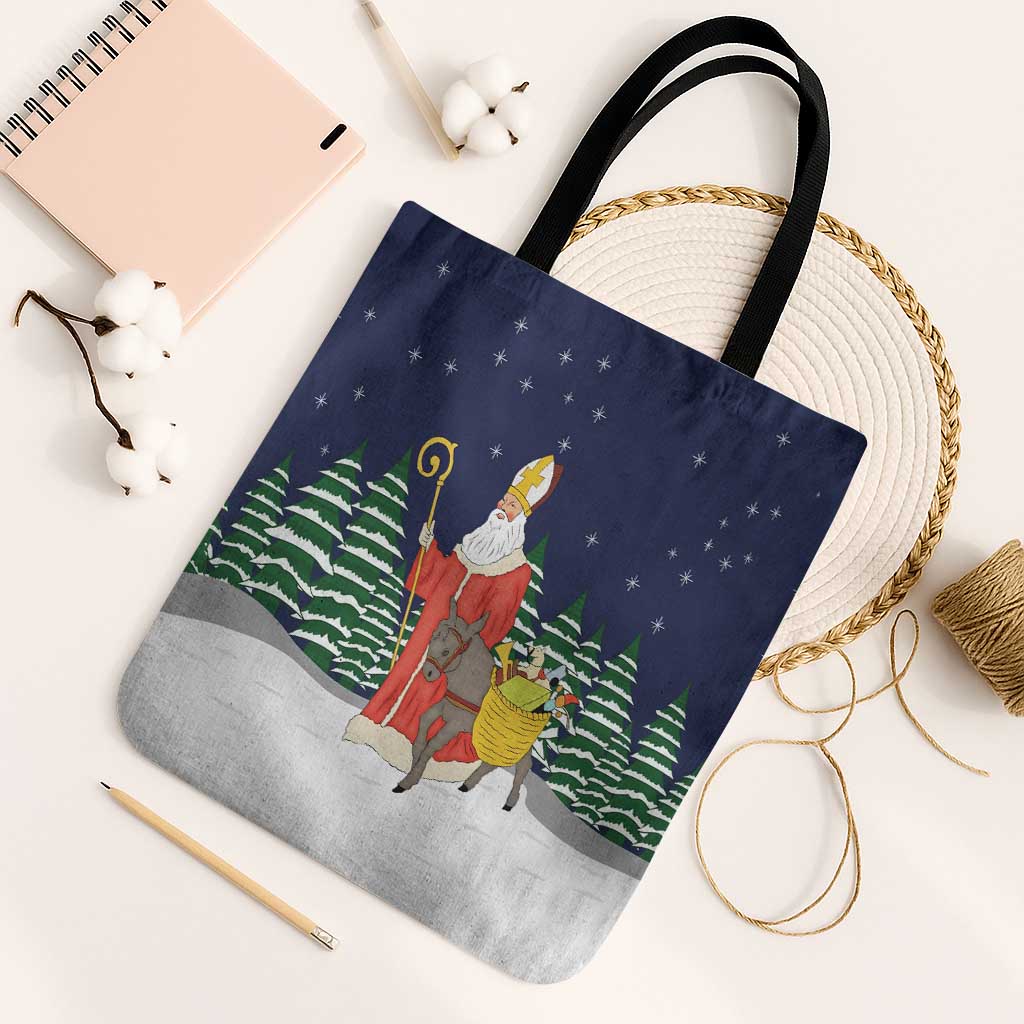 Saint Nicholas Christmas Tote Bag Xmas Holiday Patterns - Wonder Print Shop