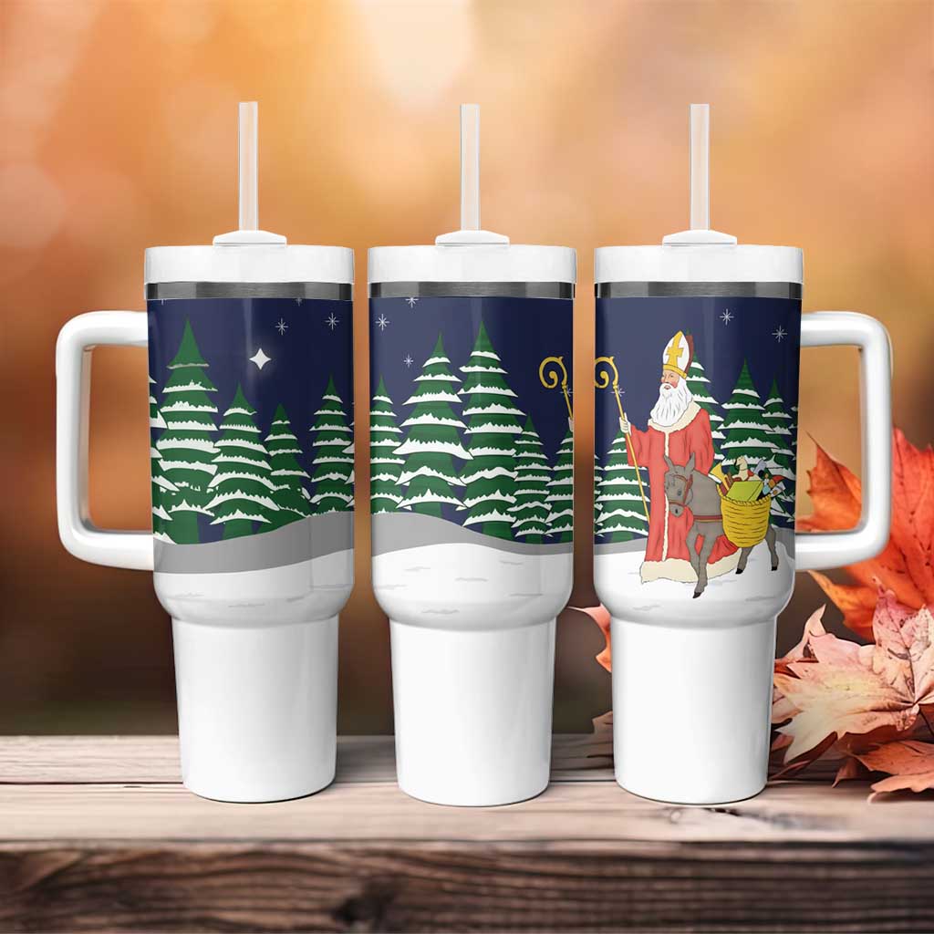 Saint Nicholas Christmas Tumbler With Handle Xmas Holiday Patterns - Wonder Print Shop