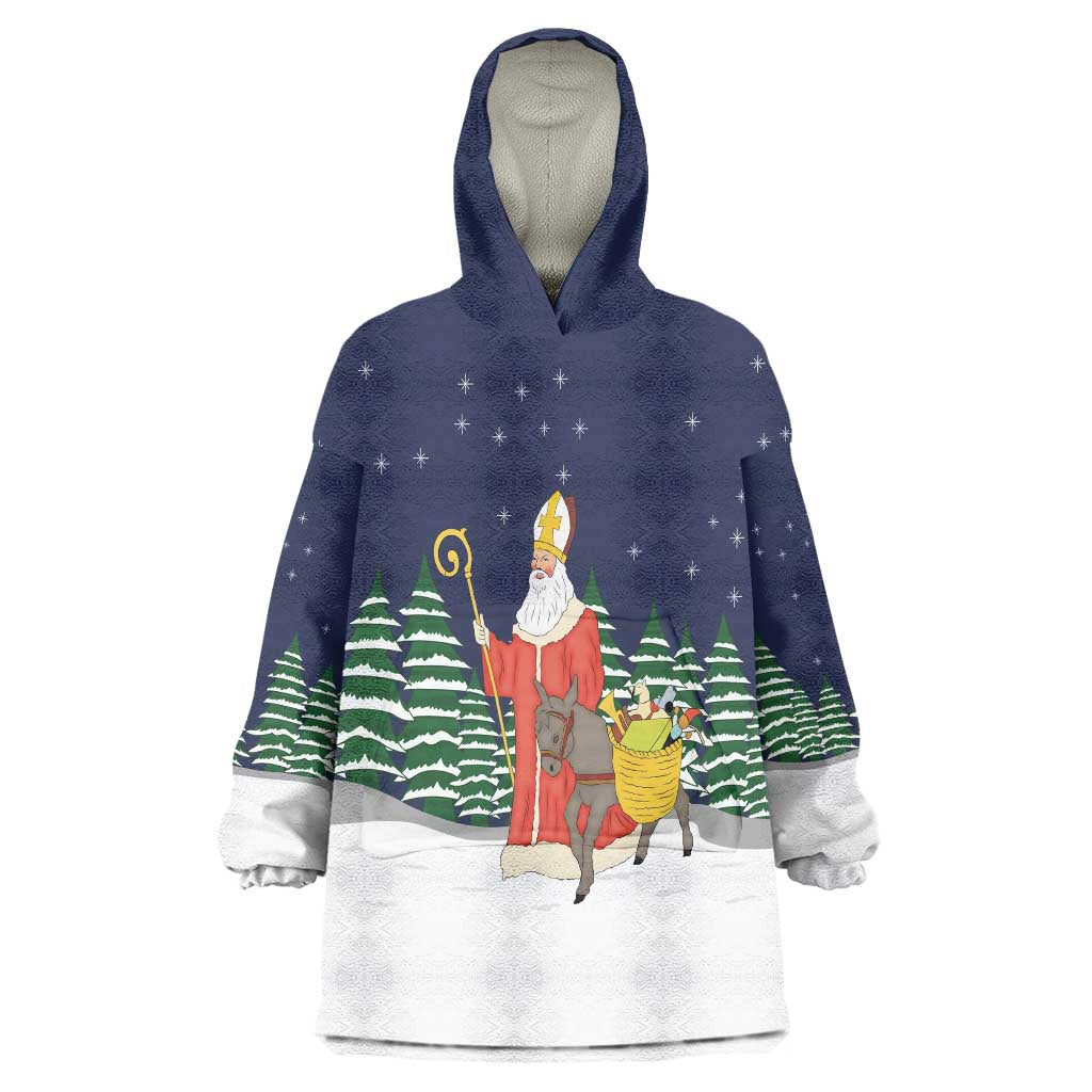 Saint Nicholas Christmas Wearable Blanket Hoodie Xmas Holiday Patterns - Wonder Print Shop