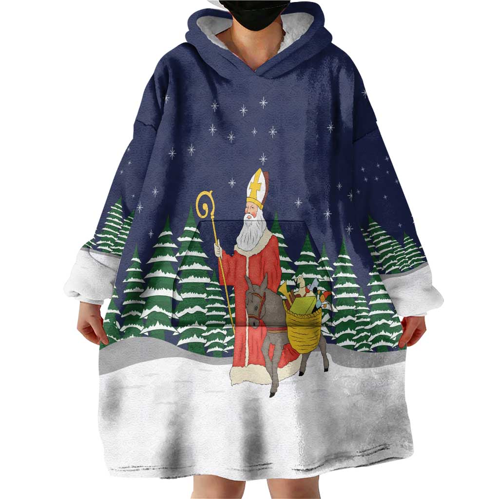 Saint Nicholas Christmas Wearable Blanket Hoodie Xmas Holiday Patterns - Wonder Print Shop