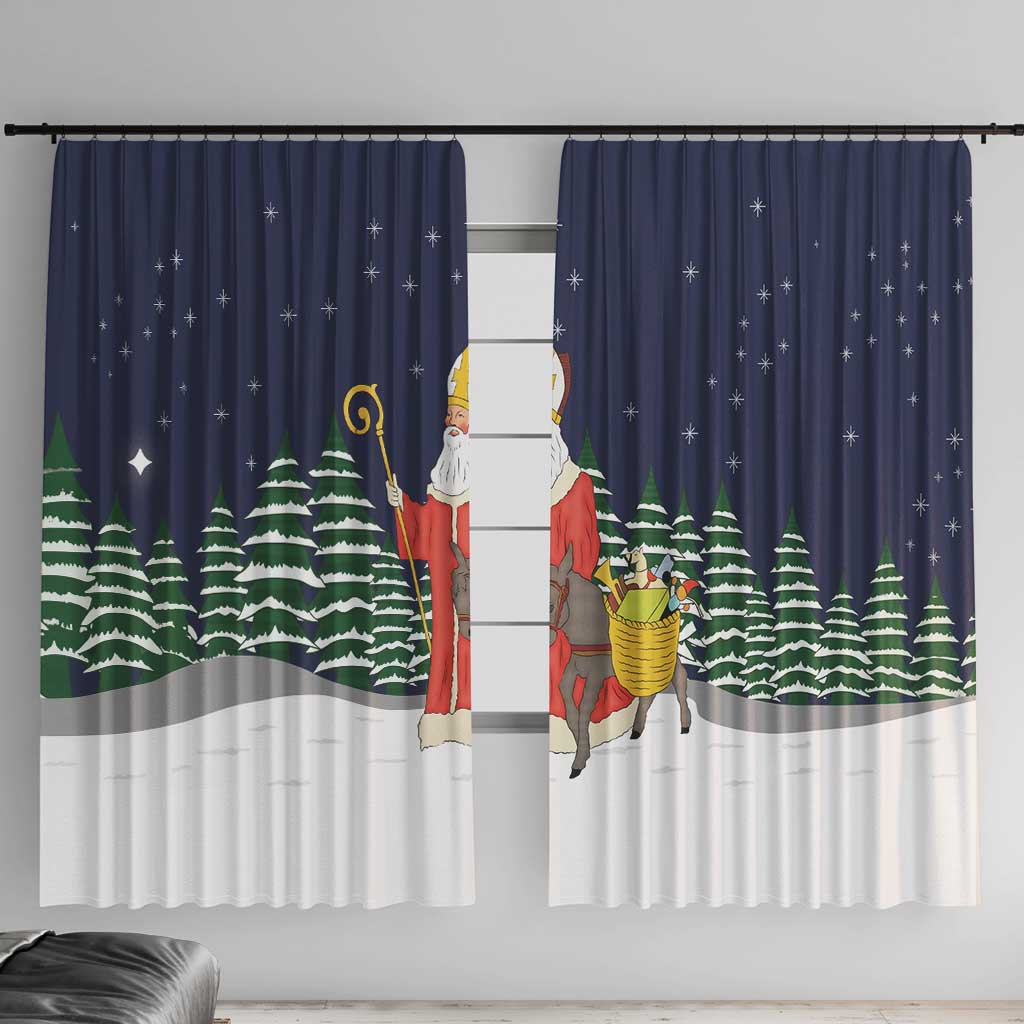 Saint Nicholas Christmas Window Curtain Xmas Holiday Patterns - Wonder Print Shop