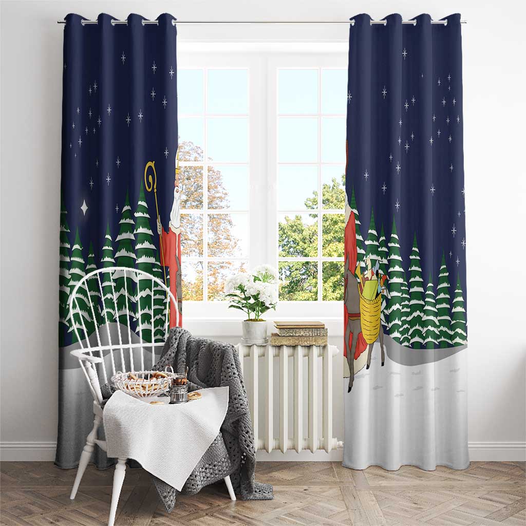 Saint Nicholas Christmas Window Curtain Xmas Holiday Patterns - Wonder Print Shop