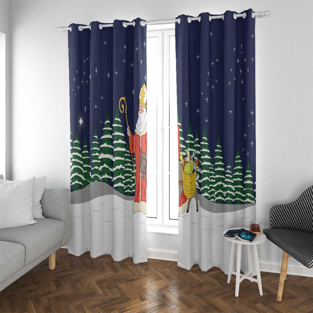 Saint Nicholas Christmas Window Curtain Xmas Holiday Patterns - Wonder Print Shop