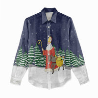 Saint Nicholas Christmas Women Casual Shirt Xmas Holiday Patterns - Wonder Print Shop