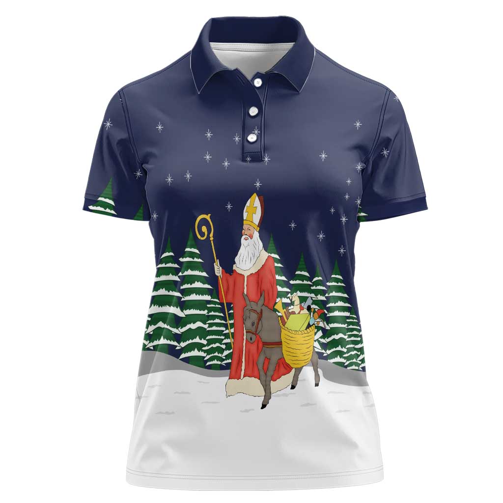 Saint Nicholas Christmas Women Polo Shirt Xmas Holiday Patterns - undefined