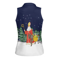 Saint Nicholas Christmas Women Sleeveless Polo Shirt Xmas Holiday Patterns - Wonder Print Shop