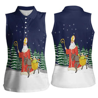 Saint Nicholas Christmas Women Sleeveless Polo Shirt Xmas Holiday Patterns - Wonder Print Shop