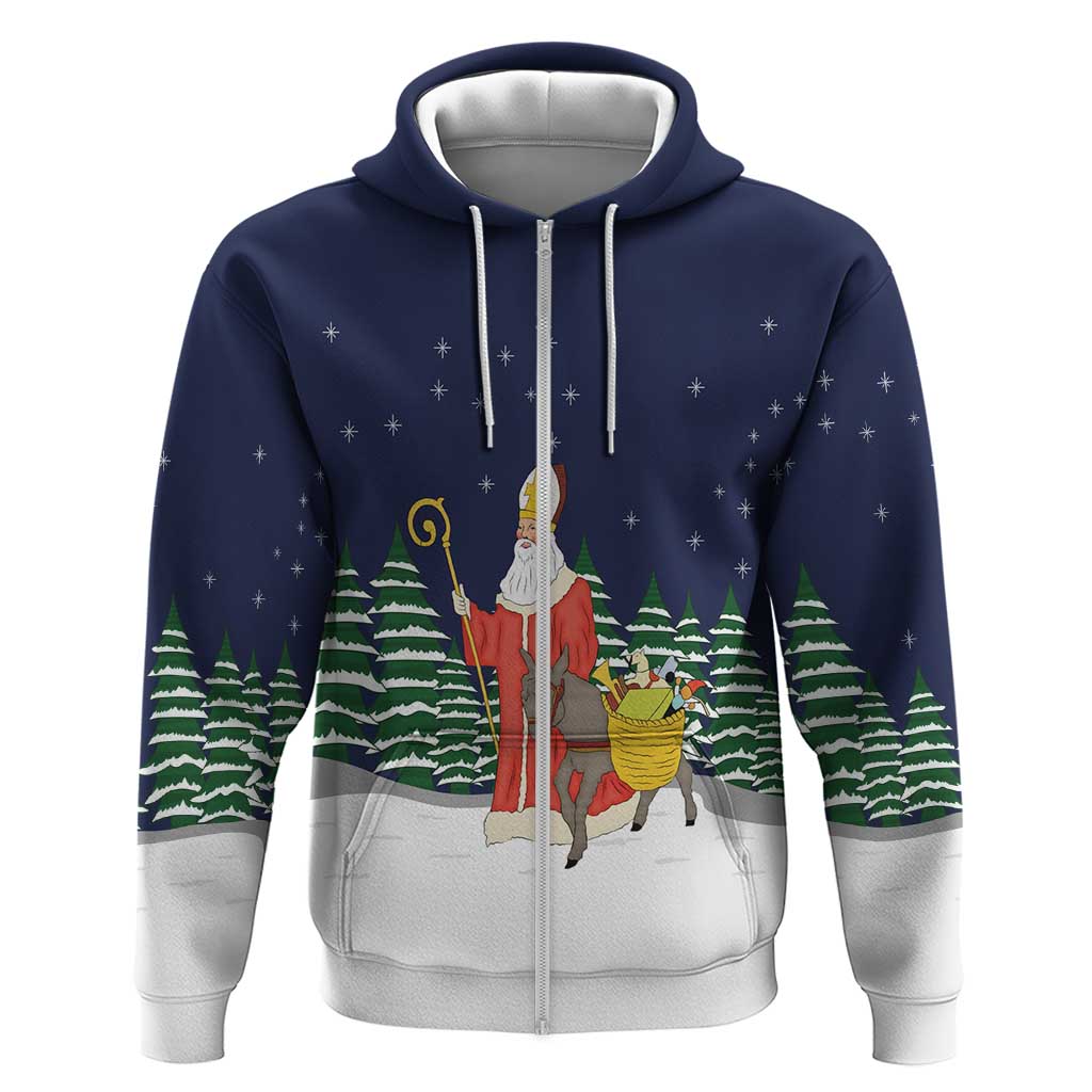 Saint Nicholas Christmas Zip Hoodie Xmas Holiday Patterns - Wonder Print Shop