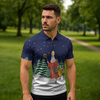 Saint Nicholas Christmas Zipper Polo Shirt Xmas Holiday Patterns - Wonder Print Shop