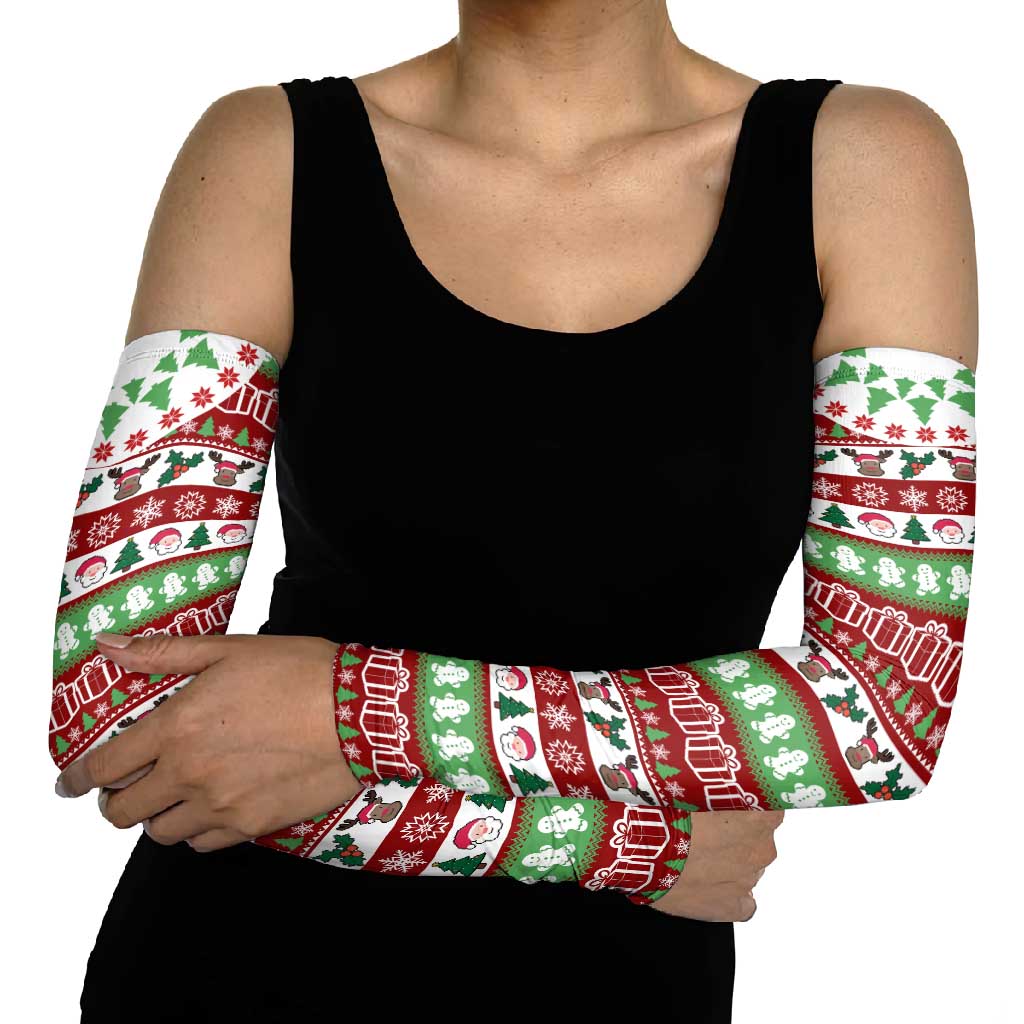 Snowman Tree Christmas Arm Sleeves Xmas Holiday Patterns - Wonder Print Shop