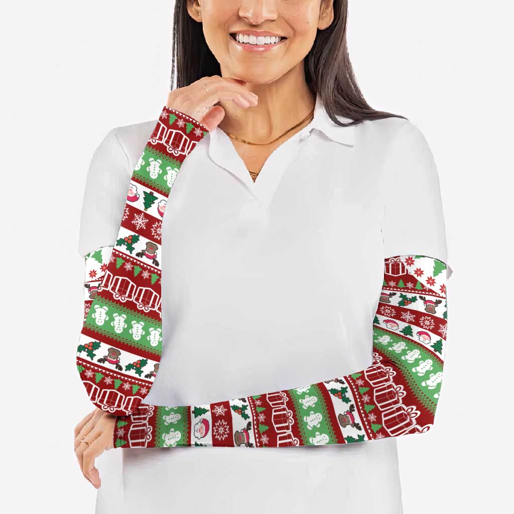 Snowman Tree Christmas Arm Sleeves Xmas Holiday Patterns - Wonder Print Shop