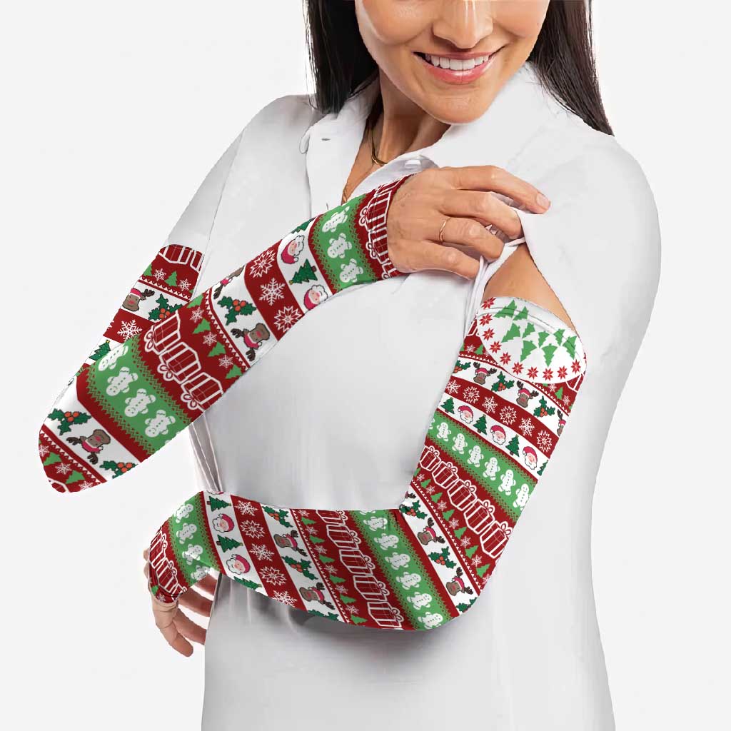 Snowman Tree Christmas Arm Sleeves Xmas Holiday Patterns - Wonder Print Shop