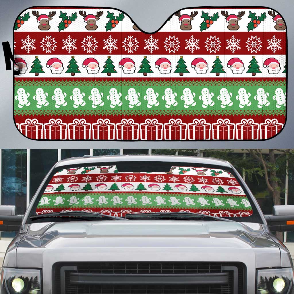 Snowman Tree Christmas Auto Sun Shade Xmas Holiday Patterns - Wonder Print Shop