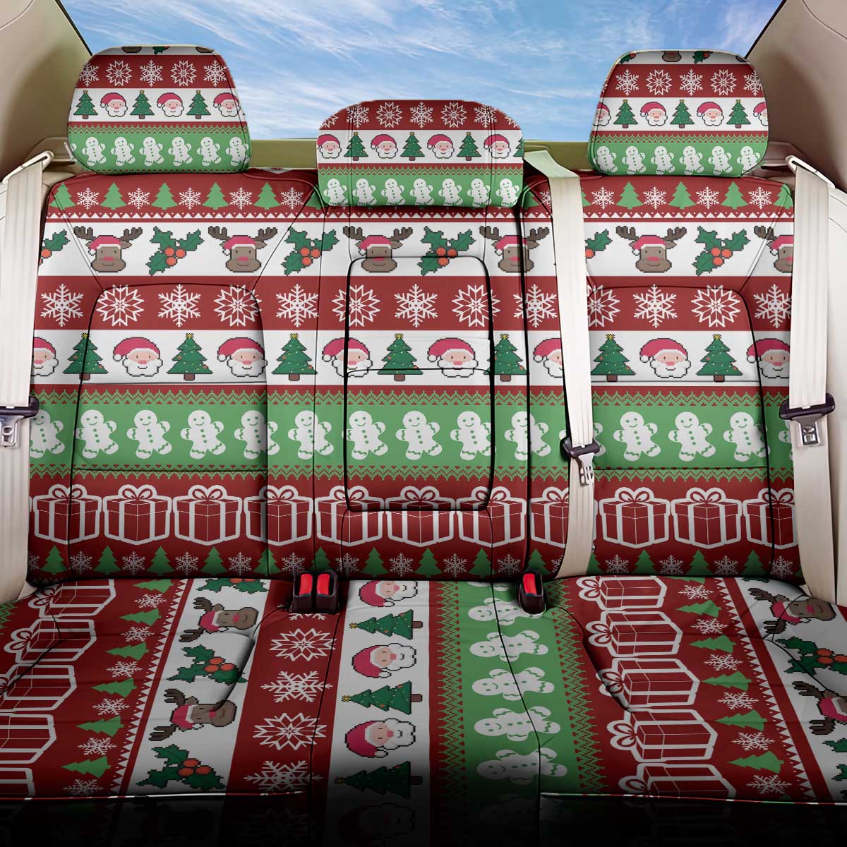 Snowman Tree Christmas Back Car Seat Cover Xmas Holiday Patterns - Wonder Print Shop