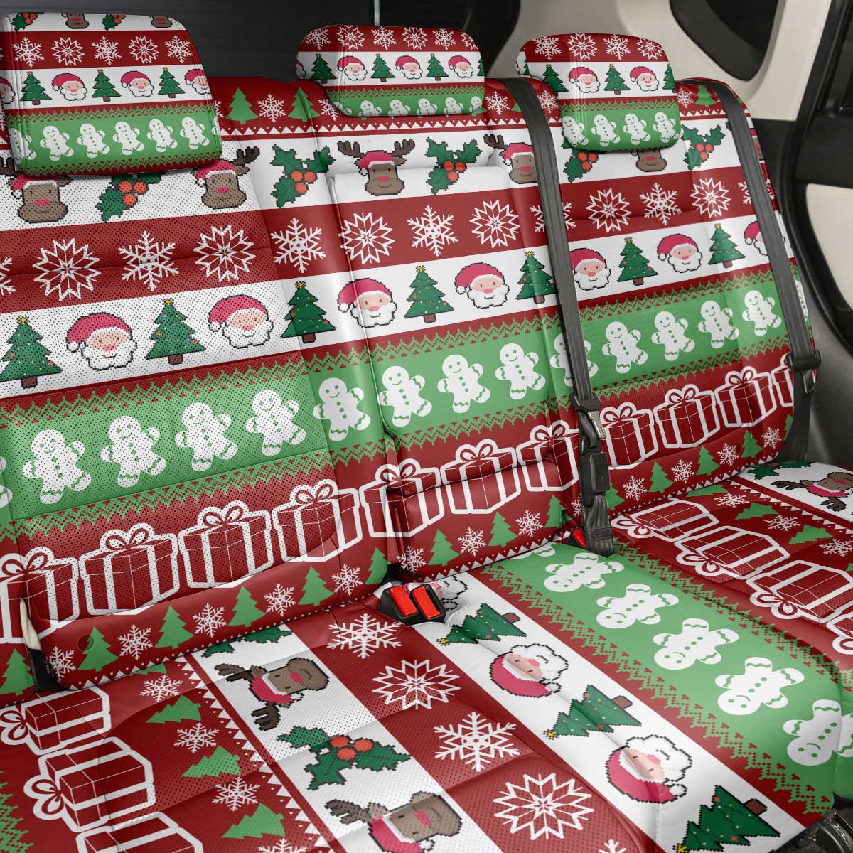 Snowman Tree Christmas Back Car Seat Cover Xmas Holiday Patterns - Wonder Print Shop