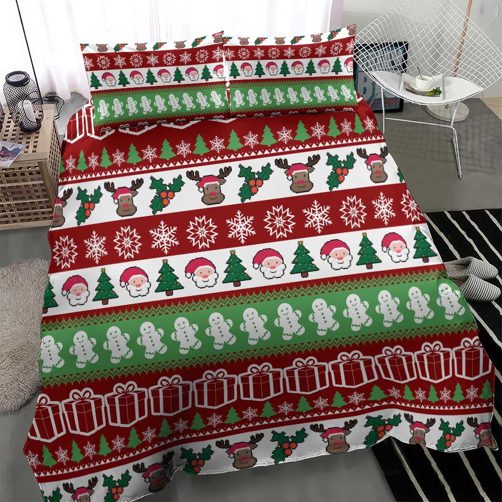 Snowman Tree Christmas Bedding Set Xmas Holiday Patterns - Wonder Print Shop