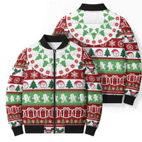Snowman Tree Christmas Bomber Puffer Jacket Xmas Holiday Patterns - Wonder Print Shop