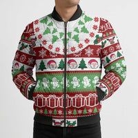 Snowman Tree Christmas Bomber Puffer Jacket Xmas Holiday Patterns - Wonder Print Shop