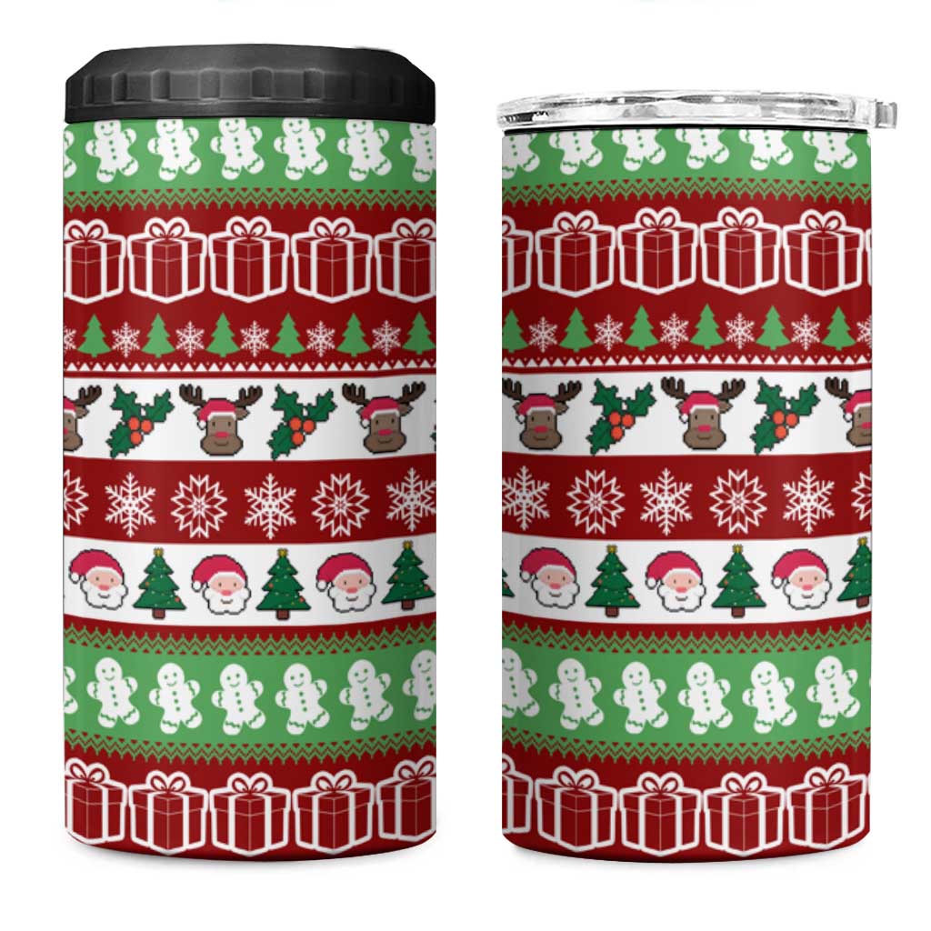 Snowman Tree Christmas 4 in 1 Can Cooler Tumbler Xmas Holiday Patterns - Wonder Print Shop