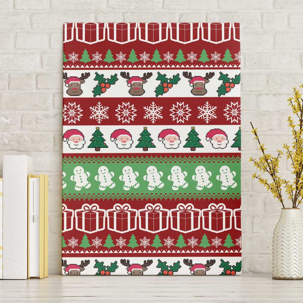 Snowman Tree Christmas Canvas Wall Art Xmas Holiday Patterns - Wonder Print Shop
