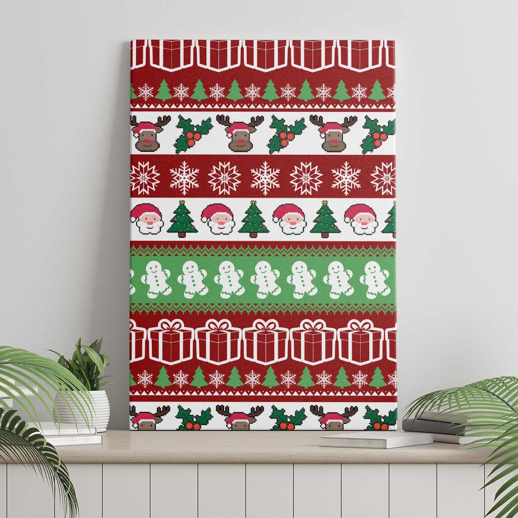 Snowman Tree Christmas Canvas Wall Art Xmas Holiday Patterns - Wonder Print Shop
