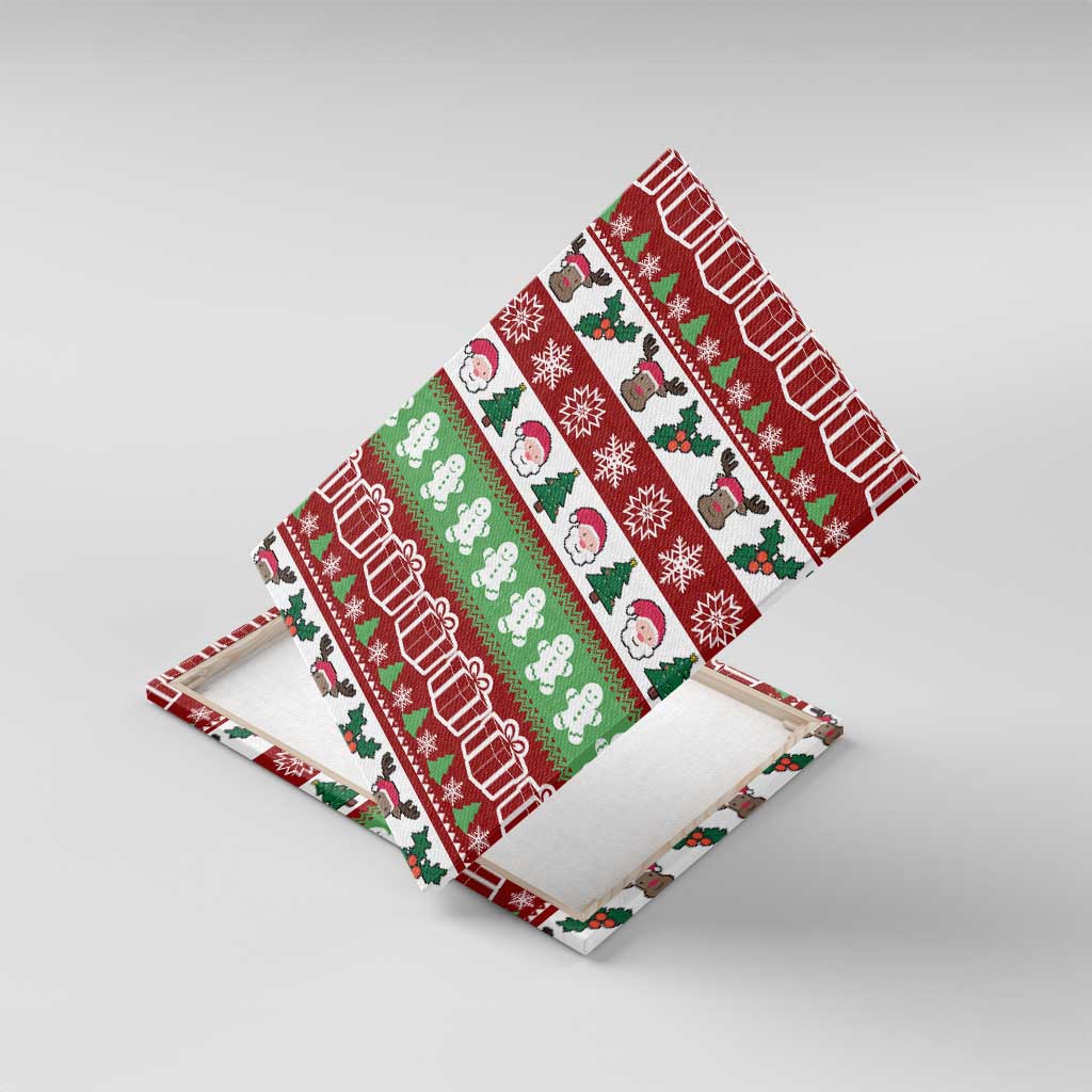 Snowman Tree Christmas Canvas Wall Art Xmas Holiday Patterns - Wonder Print Shop
