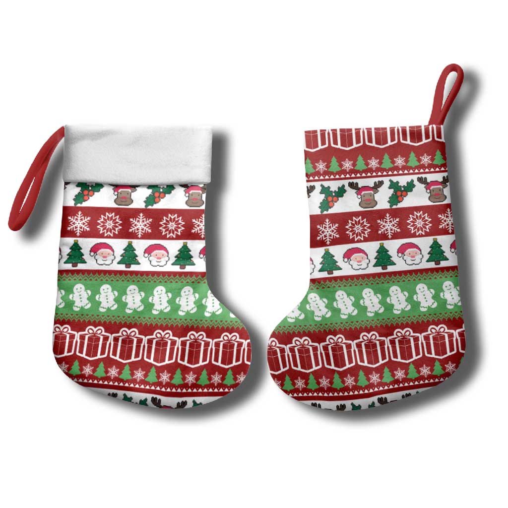 Snowman Tree Christmas Stocking Xmas Holiday Patterns - Wonder Print Shop