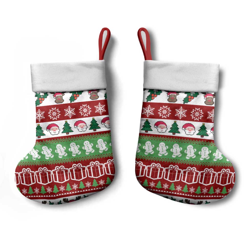 Snowman Tree Christmas Stocking Xmas Holiday Patterns - Wonder Print Shop