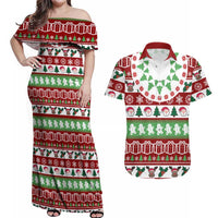 Snowman Tree Christmas Couples Matching Off Shoulder Maxi Dress and Hawaiian Shirt Xmas Holiday Patterns - Wonder Print Shop