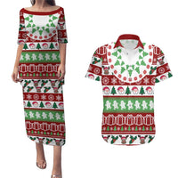 Snowman Tree Christmas Couples Matching Puletasi and Hawaiian Shirt Xmas Holiday Patterns - Wonder Print Shop
