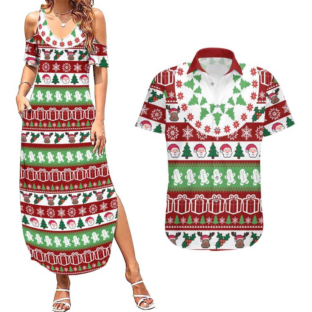 Snowman Tree Christmas Couples Matching Summer Maxi Dress and Hawaiian Shirt Xmas Holiday Patterns - Wonder Print Shop