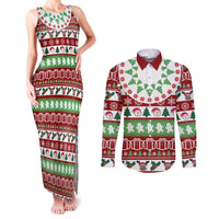 Snowman Tree Christmas Couples Matching Tank Maxi Dress and Long Sleeve Button Shirt Xmas Holiday Patterns - Wonder Print Shop