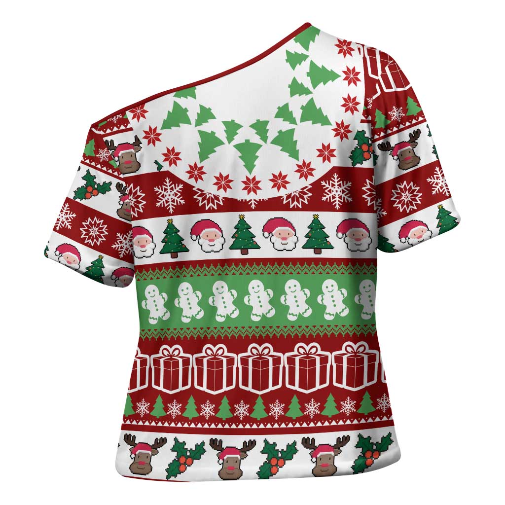 Snowman Tree Christmas Cross Shoulder Shirt Xmas Holiday Patterns - Wonder Print Shop