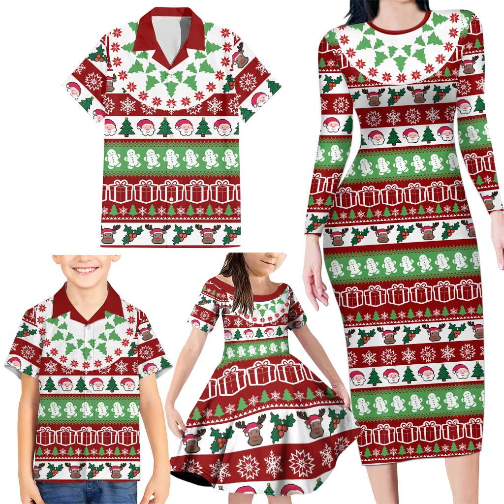 Snowman Tree Christmas Family Matching Long Sleeve Bodycon Dress and Hawaiian Shirt Xmas Holiday Patterns - Wonder Print Shop