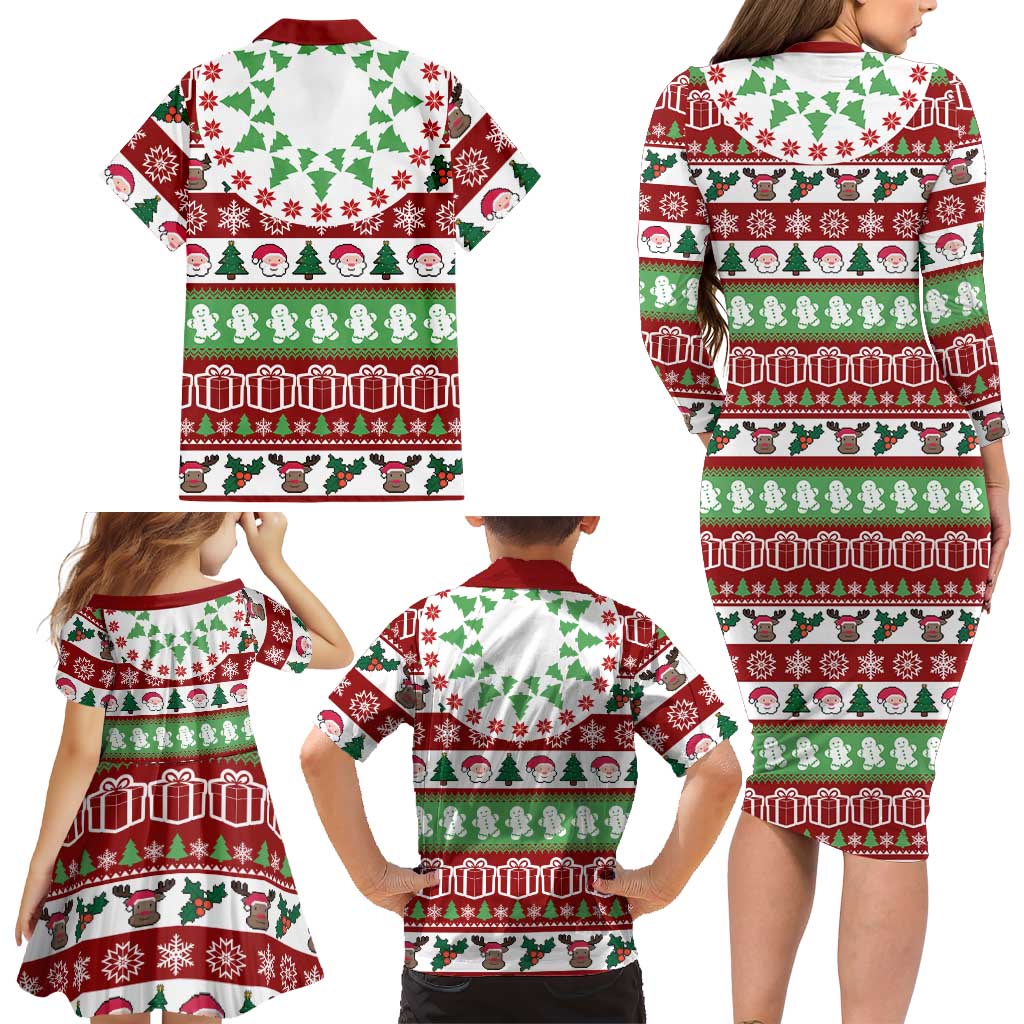 Snowman Tree Christmas Family Matching Long Sleeve Bodycon Dress and Hawaiian Shirt Xmas Holiday Patterns - Wonder Print Shop