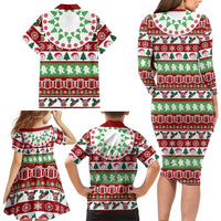 Snowman Tree Christmas Family Matching Long Sleeve Bodycon Dress and Hawaiian Shirt Xmas Holiday Patterns - Wonder Print Shop