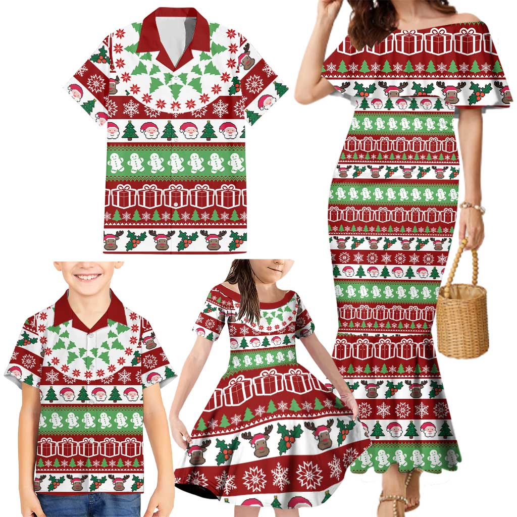Snowman Tree Christmas Family Matching Mermaid Dress and Hawaiian Shirt Xmas Holiday Patterns - Wonder Print Shop